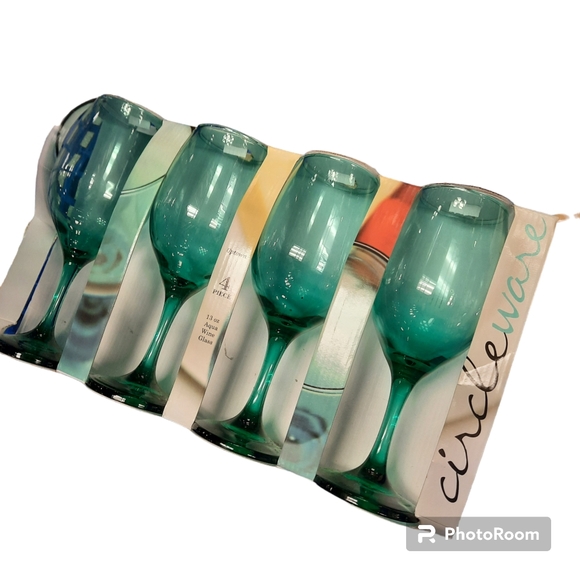 Boutique Other - Beautiful Sea Blue Glass Goblet Set of 4 NEW Gift Idea Rare Color